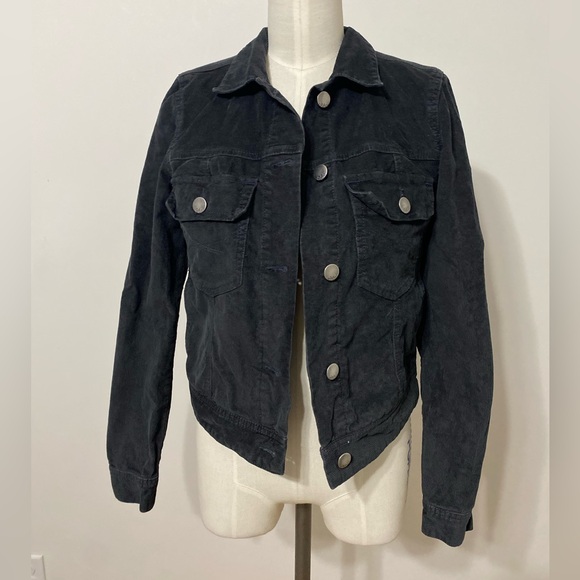 Jackets & Blazers - Gap 1969 Black Dark Grey Corduroy Snap Button Jacket